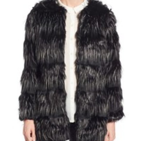 STEVE MADDEN Aesthetic Gothic Shaggy GLAM Faux Fur Coat Size M - Picture 6 of 11